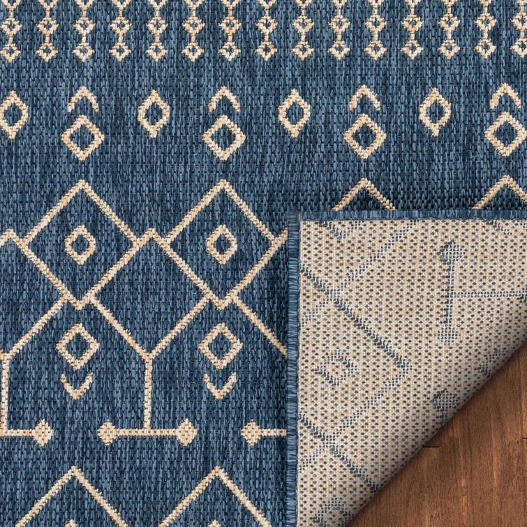 Marshanna Nord Trellis Blue Indoor/Outdoor Flat-Weave Area Rug
