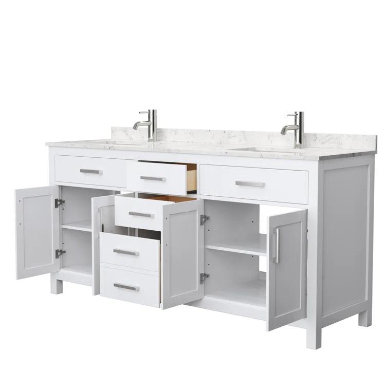 Beckett 72" Freestanding Double Bathroom Vanity with Cultured Marble Top