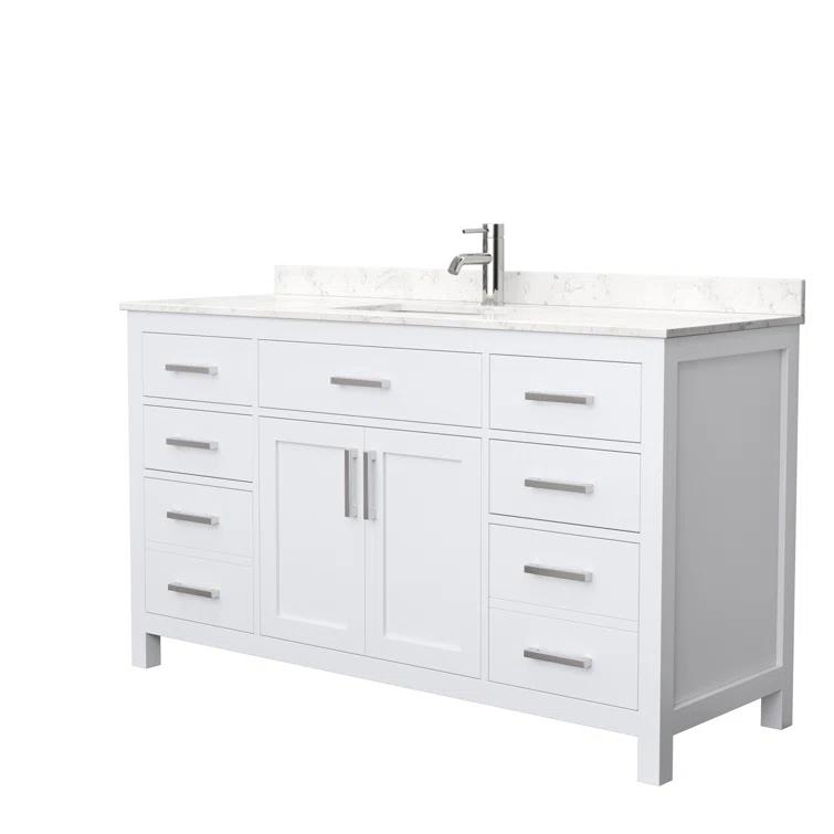 Beckett 60" Freestanding Single Bathroom Vanity with Cultured Marble Top