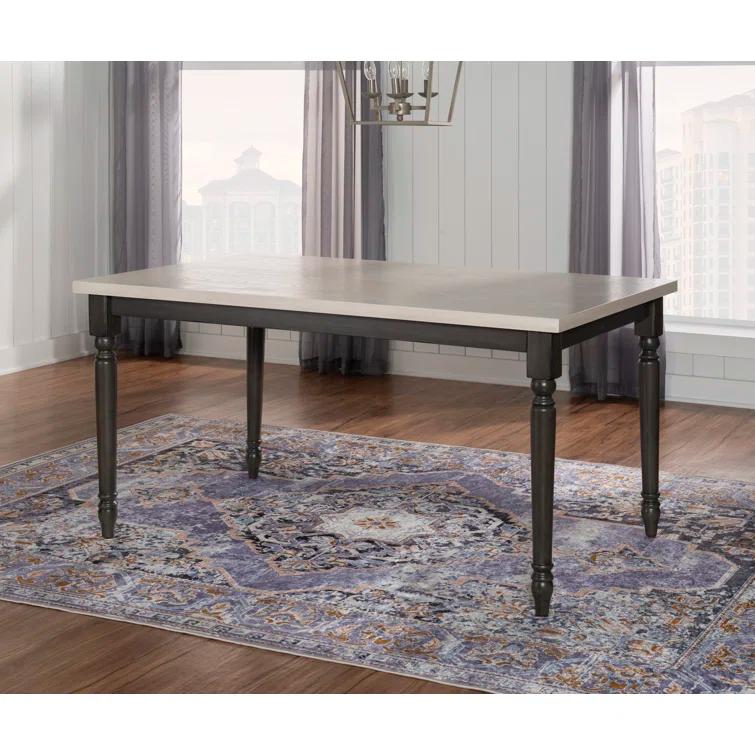 Io 60" Two Tone Solid Wood Farmhouse Dining Table