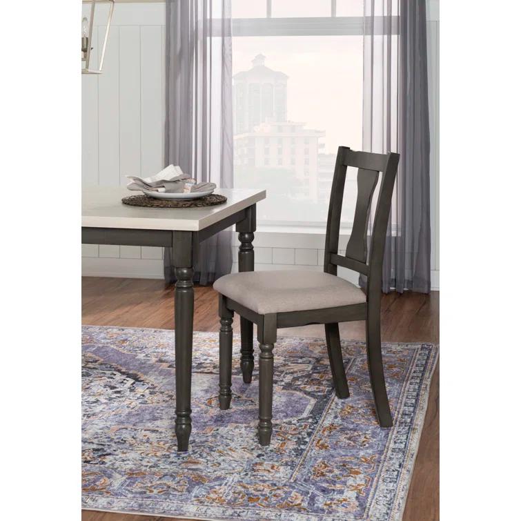 Willow Slat Back Turned Leg Upholstered Side Chair