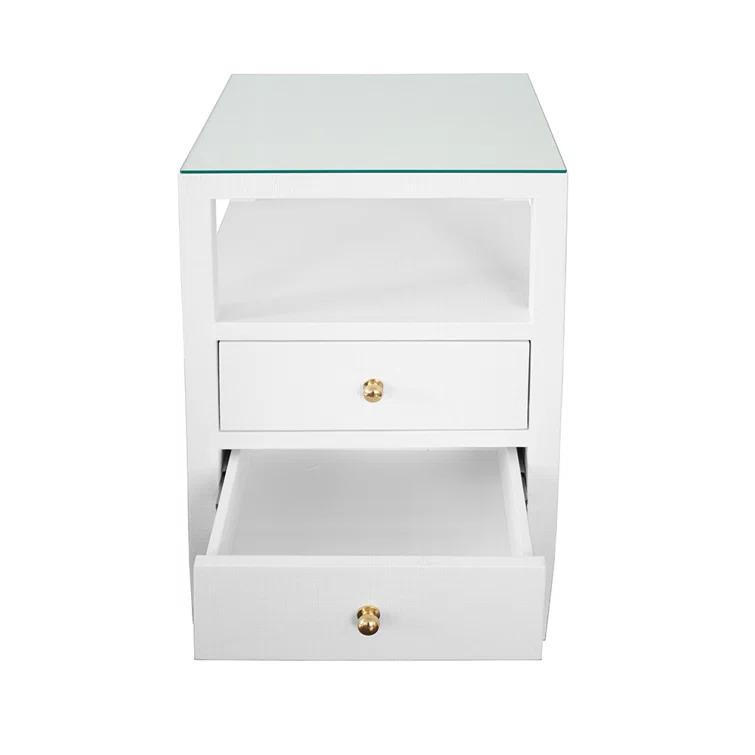 Roscoe Glass Top 2 - Drawer End Table