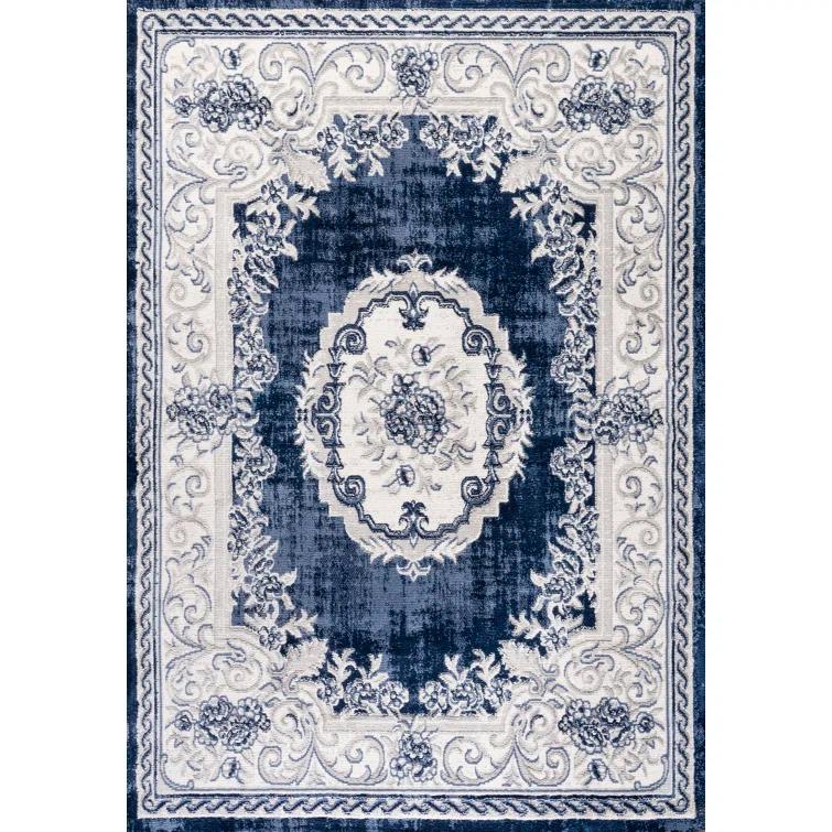 Nisbet Oriental Ivory/Navy Area Rug