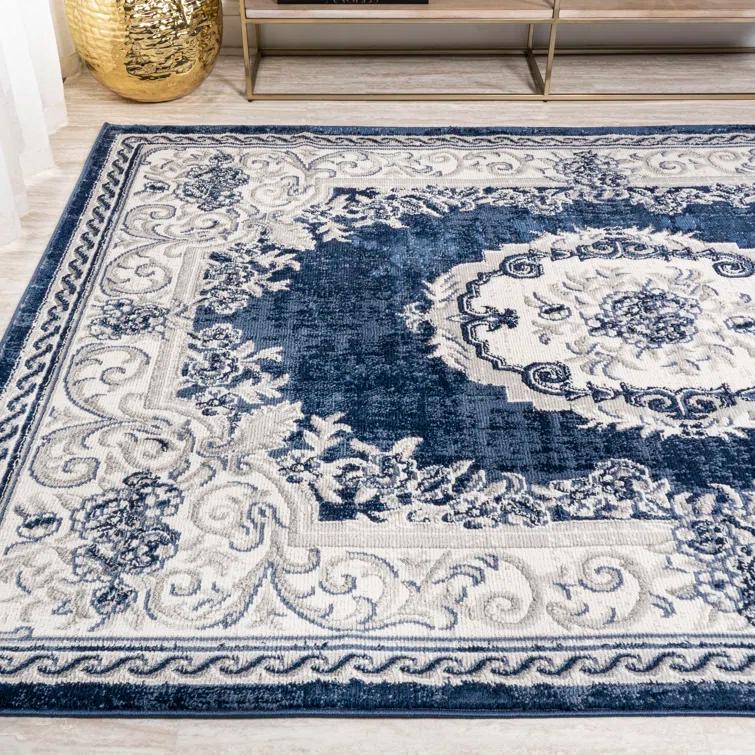 Nisbet Oriental Ivory/Navy Area Rug