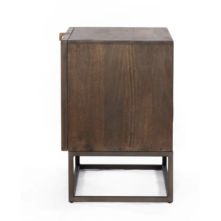 Carved Mango Wood Nightstand (25")