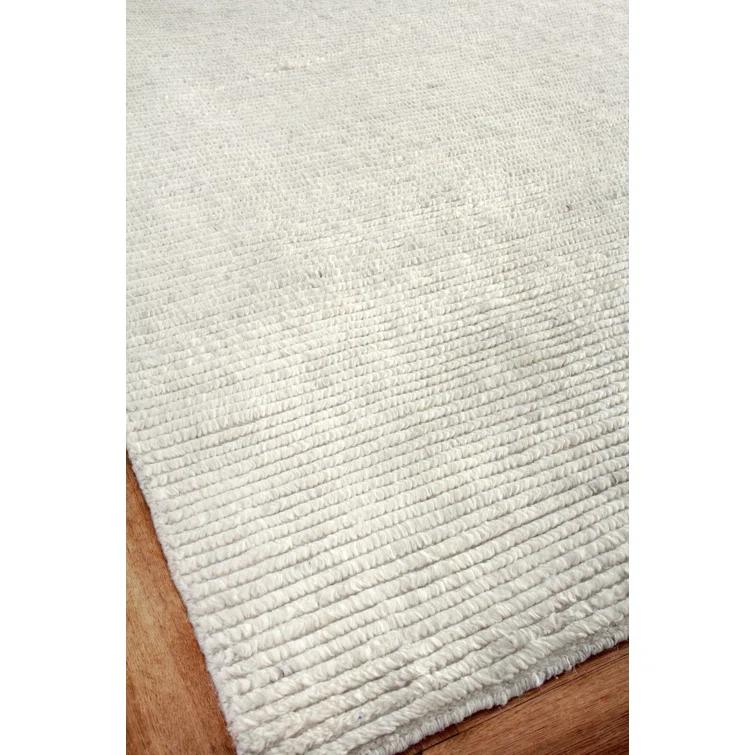 Kaza Striped Hand-Knotted Wool White/Ivory Area Rug