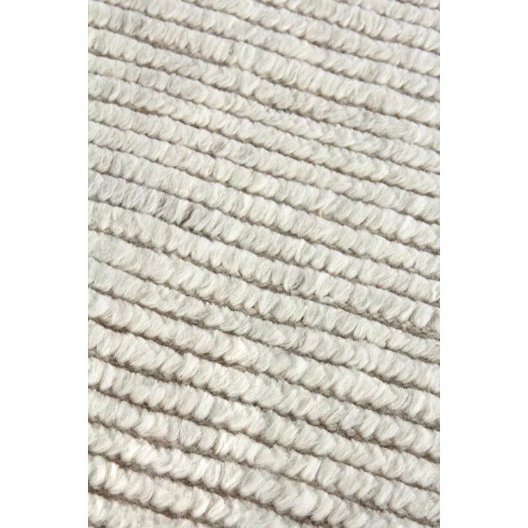 Kaza Striped Hand-Knotted Wool White/Ivory Area Rug