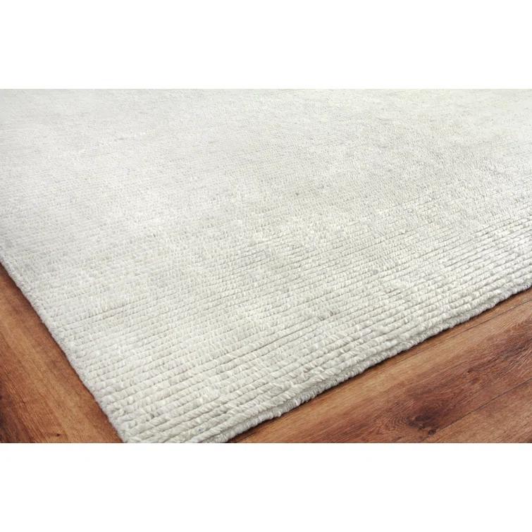 Kaza Striped Hand-Knotted Wool White/Ivory Area Rug
