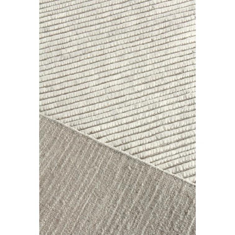 Kaza Striped Hand-Knotted Wool White/Ivory Area Rug