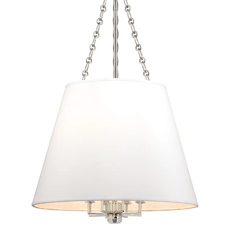 Polished Nickel 8-Light Pendant with Faux Silk Shade