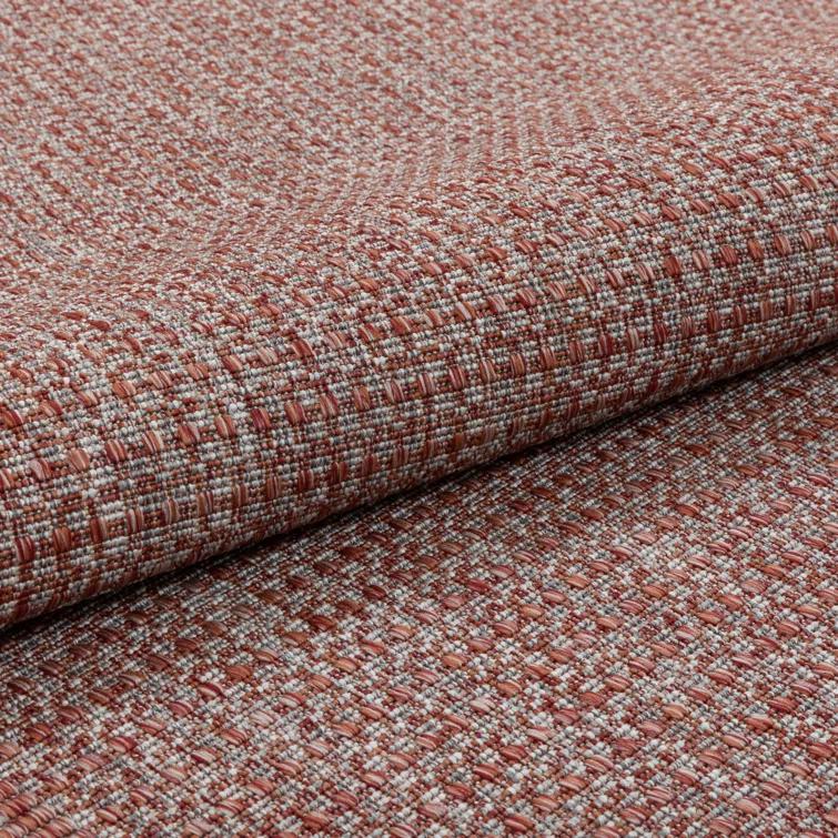 Marshanna Odin Solid Striped Border Indoor Outdoor Coral Flatweave Rug