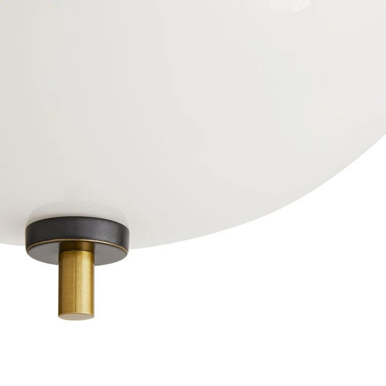 Opal Glass Globe Pendant with Antique Brass Piping 19"