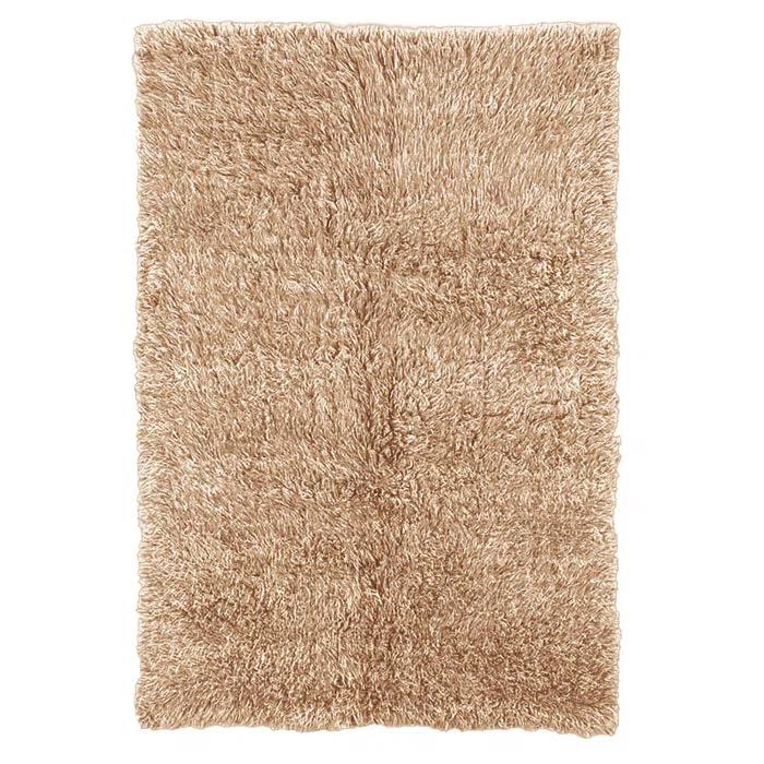 Aalish Flokati Wool Shag Hand Loomed Tan & Cream Rug