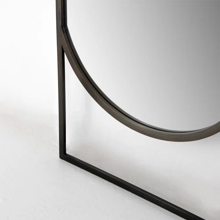 Arched Ombre Brass Rectangular Floor Mirror