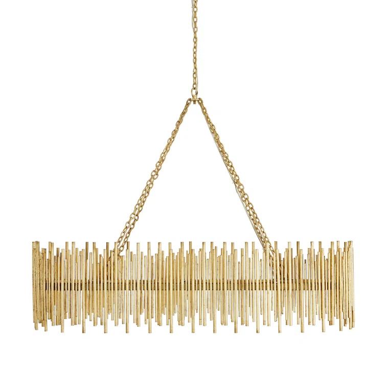 Prescott Gold Leaf Oval Iron 10-Light Chandelier