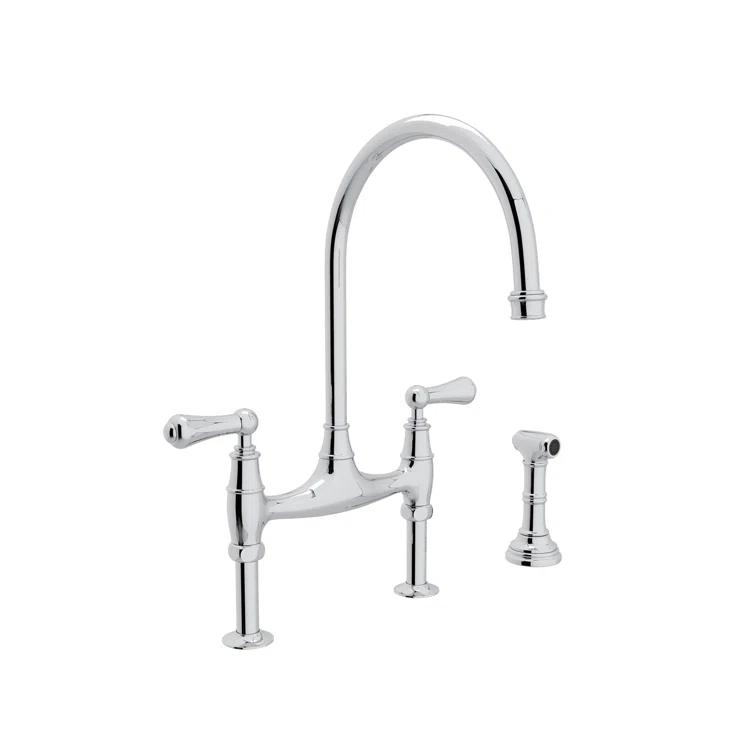 Perrin & Rowe U.4719L-APC-2 Georgian Era Bridge Kitchen Faucet With Side Spray