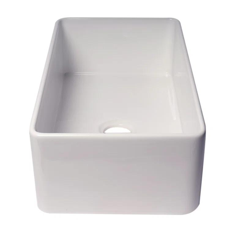 Alfi Brand 33'' L Farmhouse / Apron Single Bowl Fireclay Kitchen Sink ABF3318S-W
