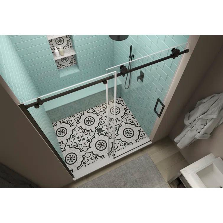 Coraline XL 44" W x 80" H Single Sliding Frameless Shower Door