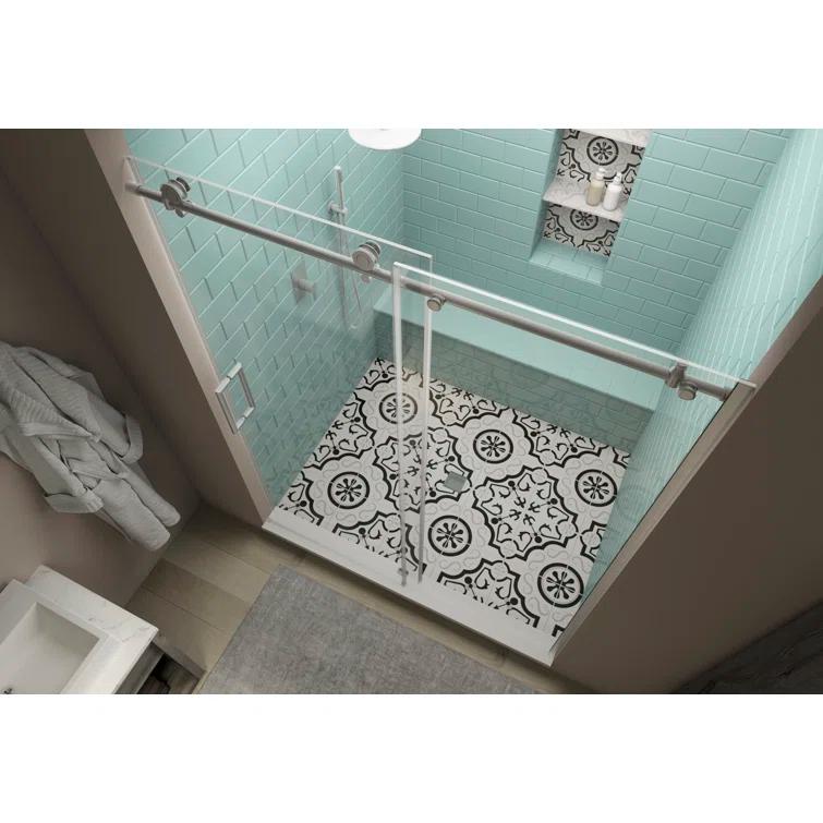 Coraline XL 48" W x 80" H Single Sliding Frameless Shower Door