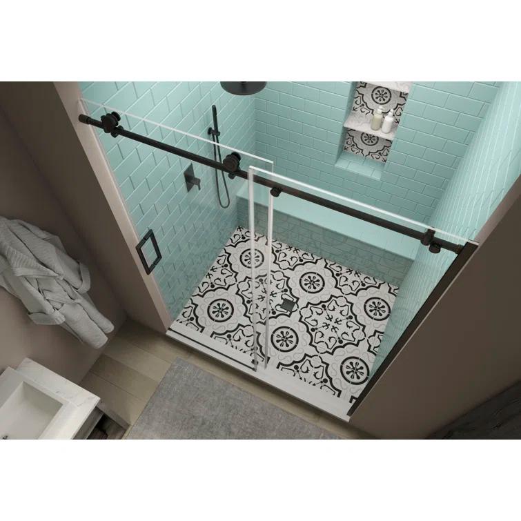 Coraline XL 56" W x 80" H Single Sliding Frameless Shower Door