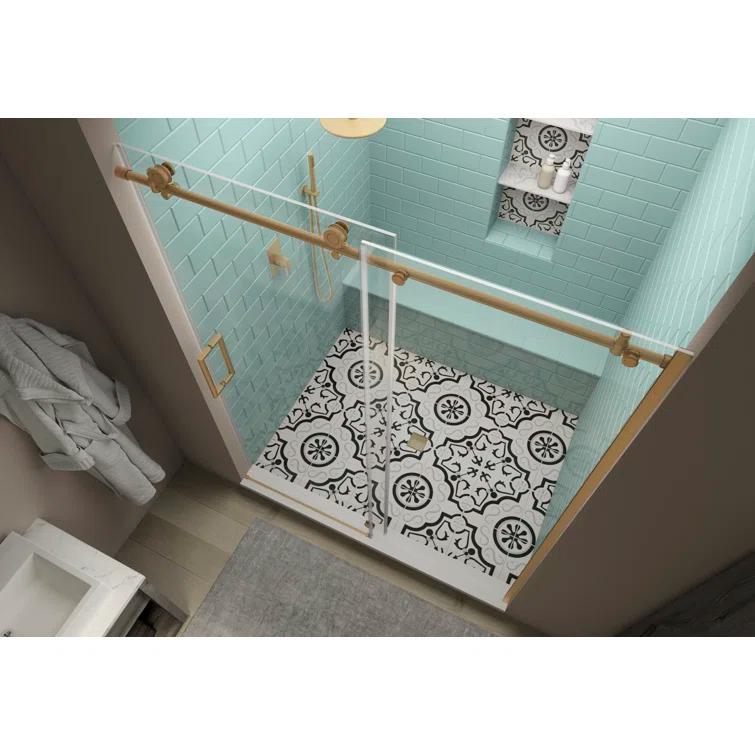 Coraline XL 56" W x 80" H Single Sliding Frameless Shower Door