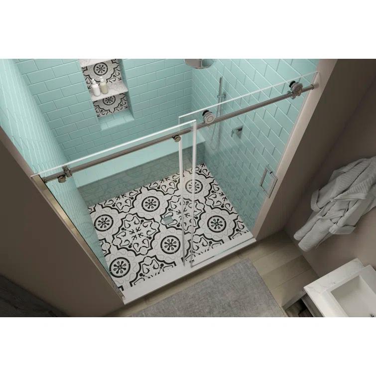 Coraline XL 44" W x 80" H Single Sliding Frameless Shower Door