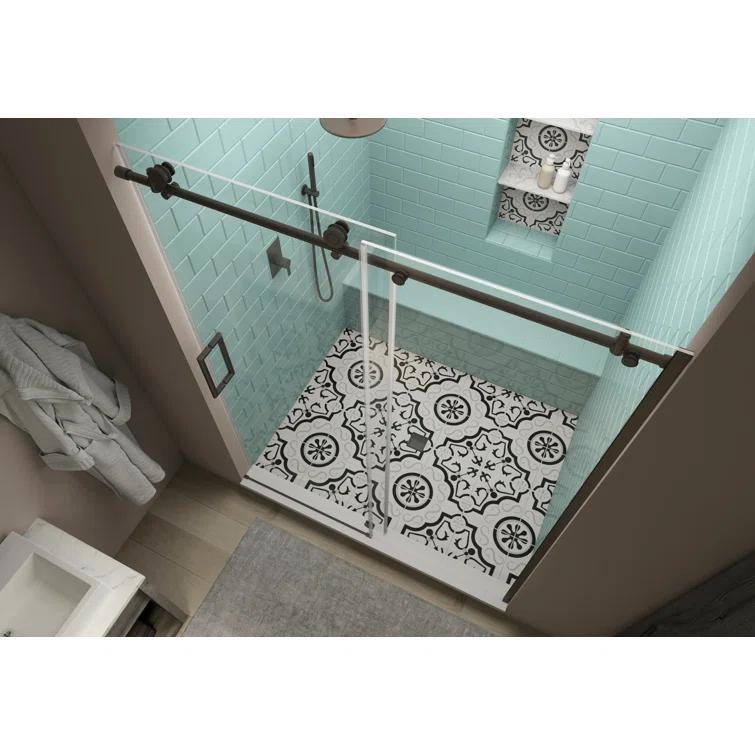 Coraline XL 56" W x 80" H Single Sliding Frameless Shower Door