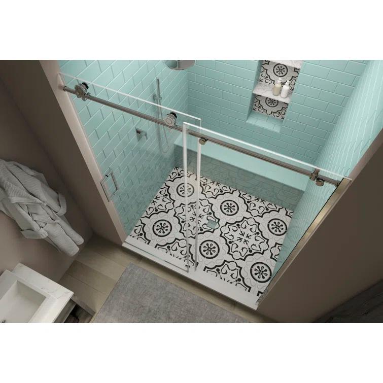 Coraline XL 44 - 48 in. x 80 in. Frameless Sliding Shower Door with StarCast Clear Glass in Polished Chrome Right Hand