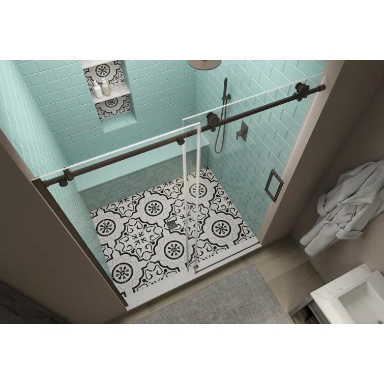 Coraline XL 48" W x 80" H Single Sliding Frameless Shower Door