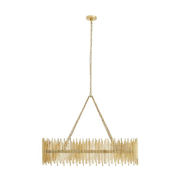 Prescott Gold Leaf Oval Iron 10-Light Chandelier