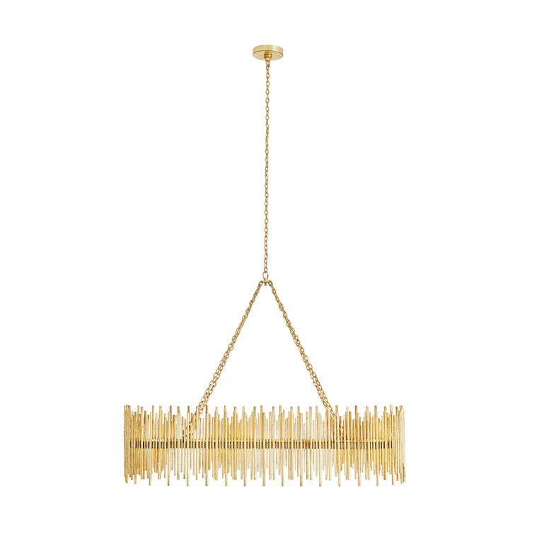 Prescott Gold Leaf Oval Iron 10-Light Chandelier