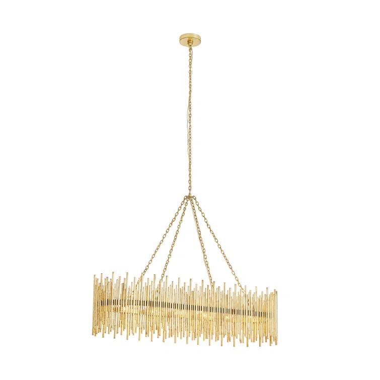 Prescott Gold Leaf Oval Iron 10-Light Chandelier