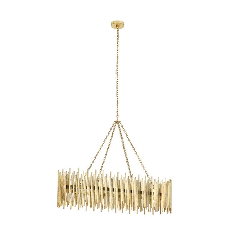 Prescott Gold Leaf Oval Iron 10-Light Chandelier