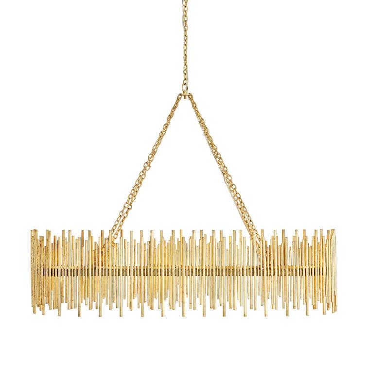 Prescott Gold Leaf Oval Iron 10-Light Chandelier