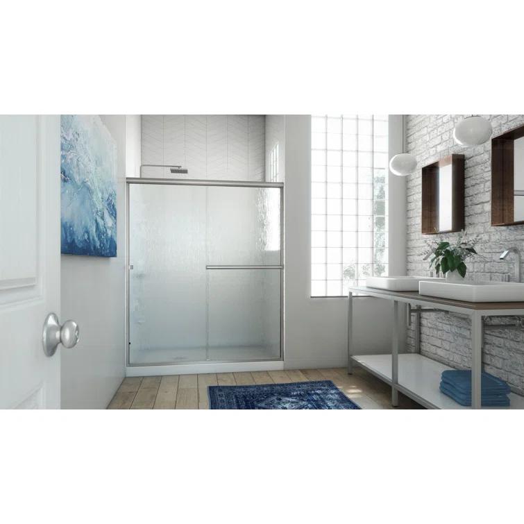 Lese 57" W x 66" H Semi-Frameless Shower Door