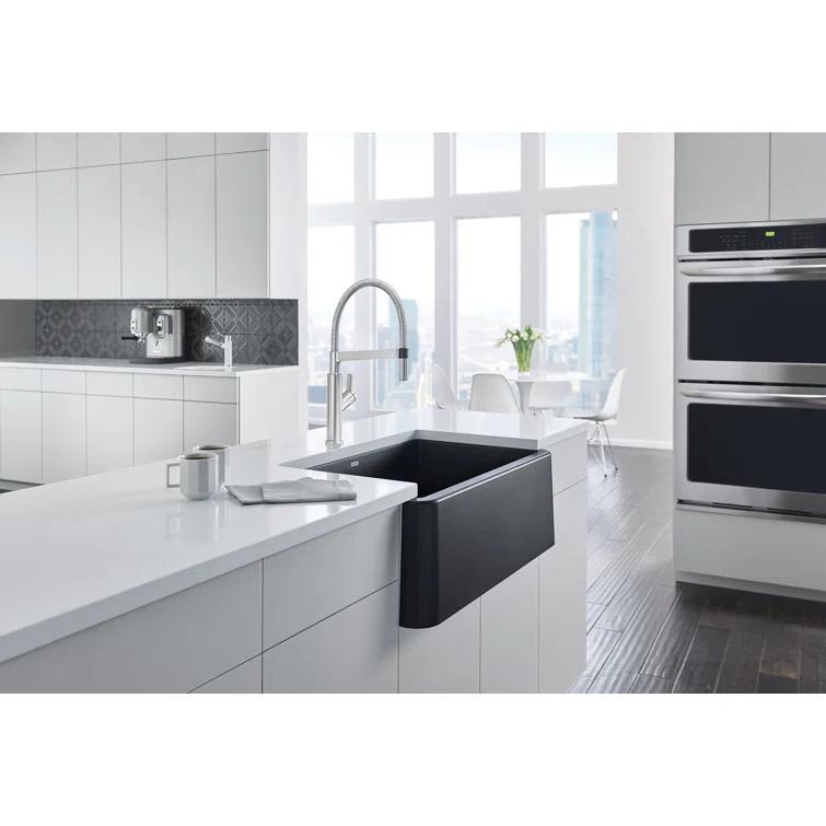 Blanco Ikon 33" L x 19" W Farmhouse Sink Sink with Cutting Board & Basket Strainer 401895-KIT