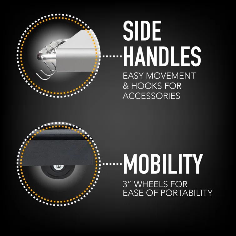 Kenmore 3-Burner Propane Gas Grill with Foldable Side Tables for Outdoor BBQ