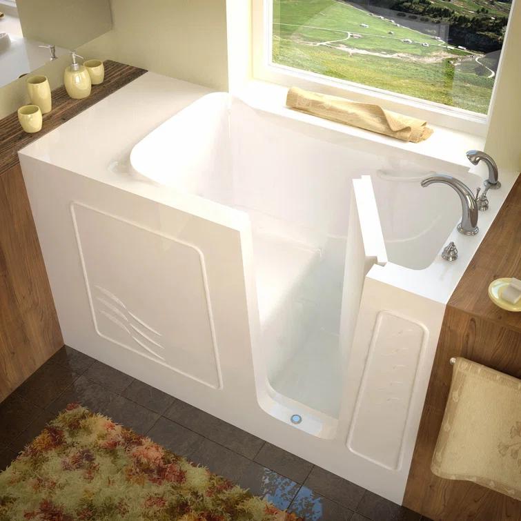 Tucson 60'' x 30'' Walk-in Soaking Fiberglass Bathtub with Faucet