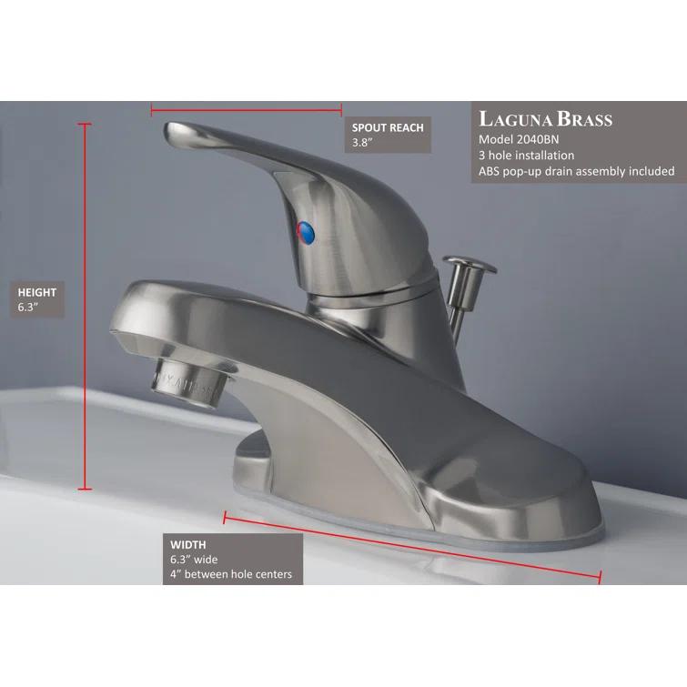 Laguna Brass Centerset Single-handle Bathroom Faucet with Drain Assembly 2040EBN