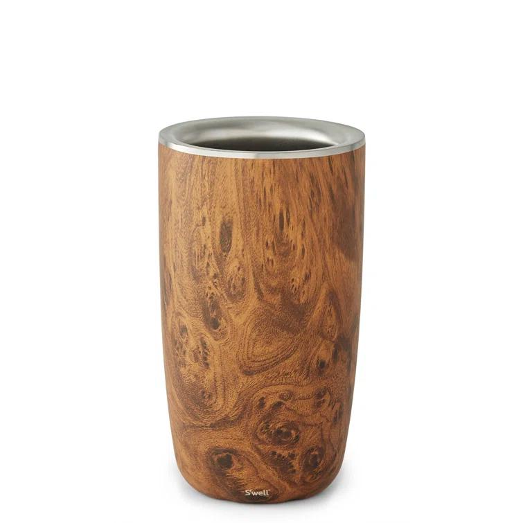 S'well Triple-Layered Vacuum-Insulated Stainless Steel Wine Chiller, 750ml, Teakwood