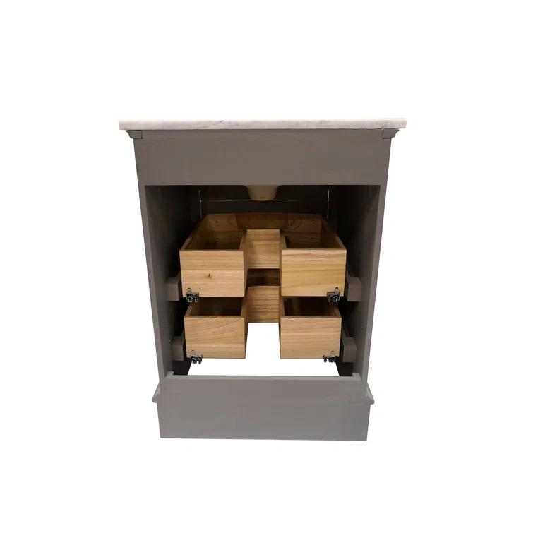 Monroe 24 in. W x 22 in. D Bath Vanity in Gray with Natural Marble Vanity Top in Carrara White with White Sink