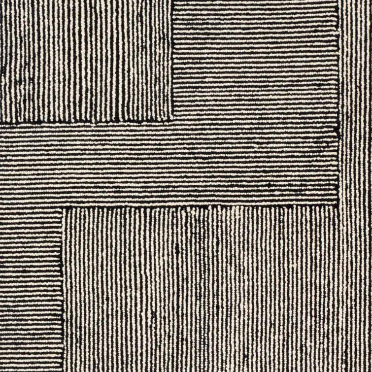 Uptown Geometric Hand Tufted Wool Area Rug in Beige/Black