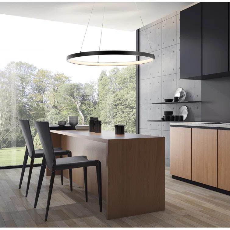 Bradley 15.7" Round Integrated LED Metal Pendant, Matte Black