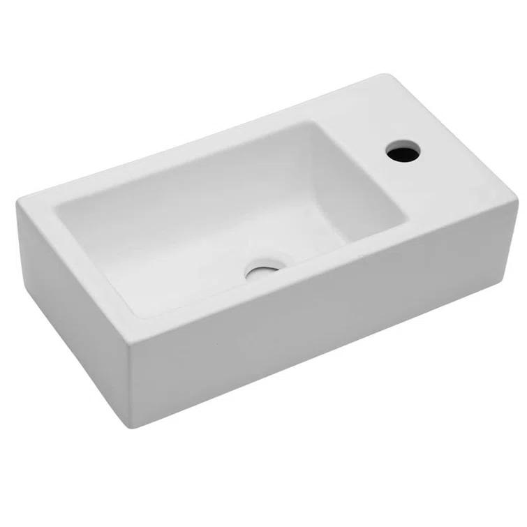 Lordear LGP1810-11 Lordear 10'' White Ceramic Rectangular Bathroom Sink