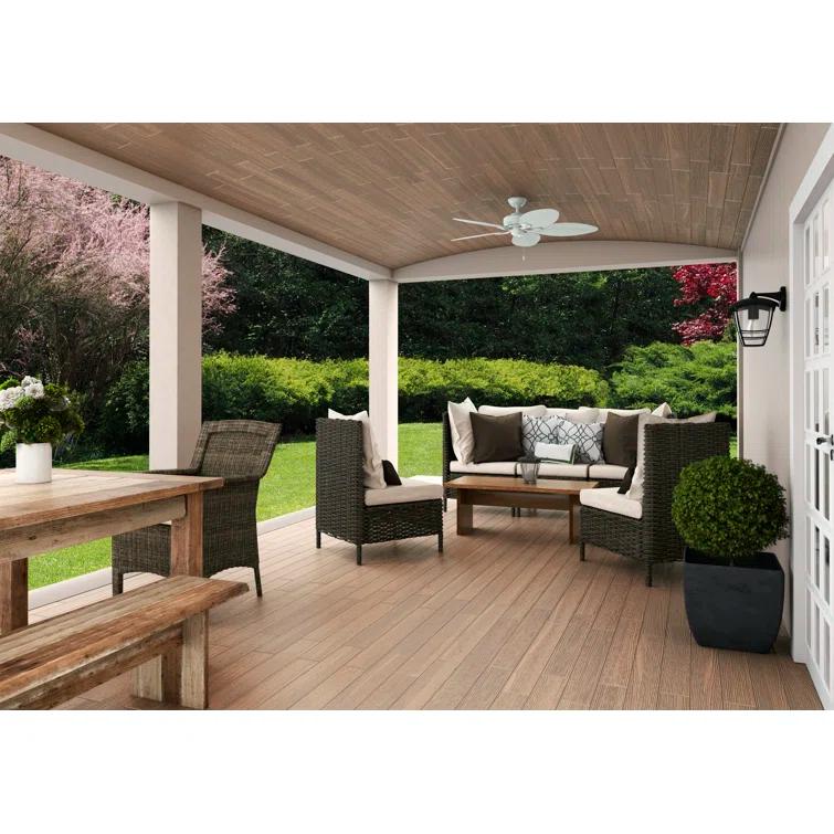 54" Bayview 5 - Blade Outdoor Tropical Leaf Ceiling Fan with Pull Chain