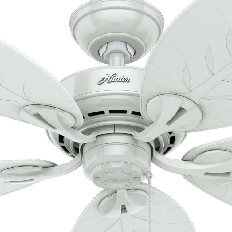 54" Bayview 5 - Blade Outdoor Tropical Leaf Ceiling Fan with Pull Chain