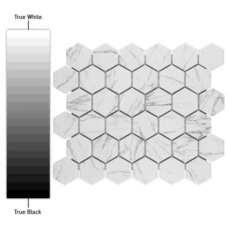 Flo 2" Hex White 11-1/8 in. x 12-5/8 in. Porcelain Mosaic Floor and Wall Tile