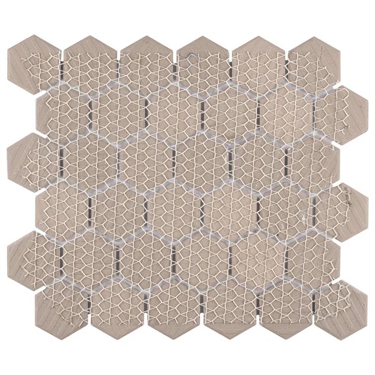 Flo 2" Hex White 11-1/8 in. x 12-5/8 in. Porcelain Mosaic Floor and Wall Tile