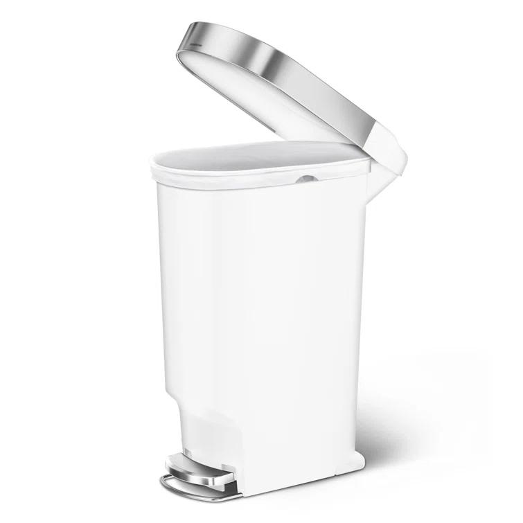Simplehuman 40 Liter Slim Liner Rim Trash Can, White Plastic