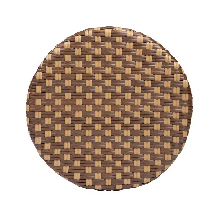 Butler Specialty Company Tobias Round Rattan 30" Bar Stool - Brown And Tan Dot